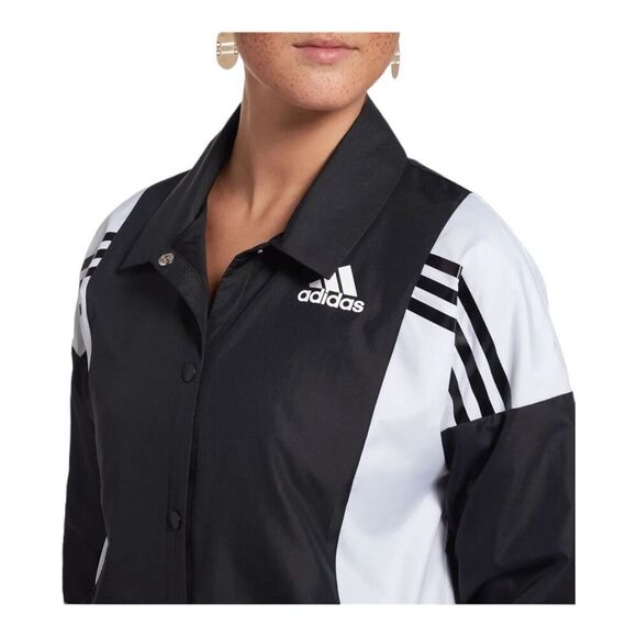 adidas Jacket XL Black Coach 3-Stripes Athletic Lightweight Snap‎ Button Sporty - Picture 4 of 13